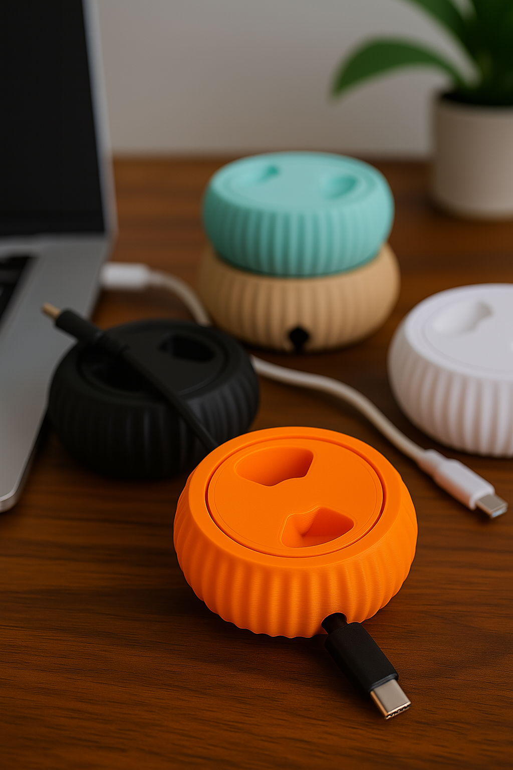 Minimalist Cable Winder Organizer | Compact Rotating Cord Management for Desk & Travel | Sleek Cable Storage for 3ft 6ft 10ft length Wires