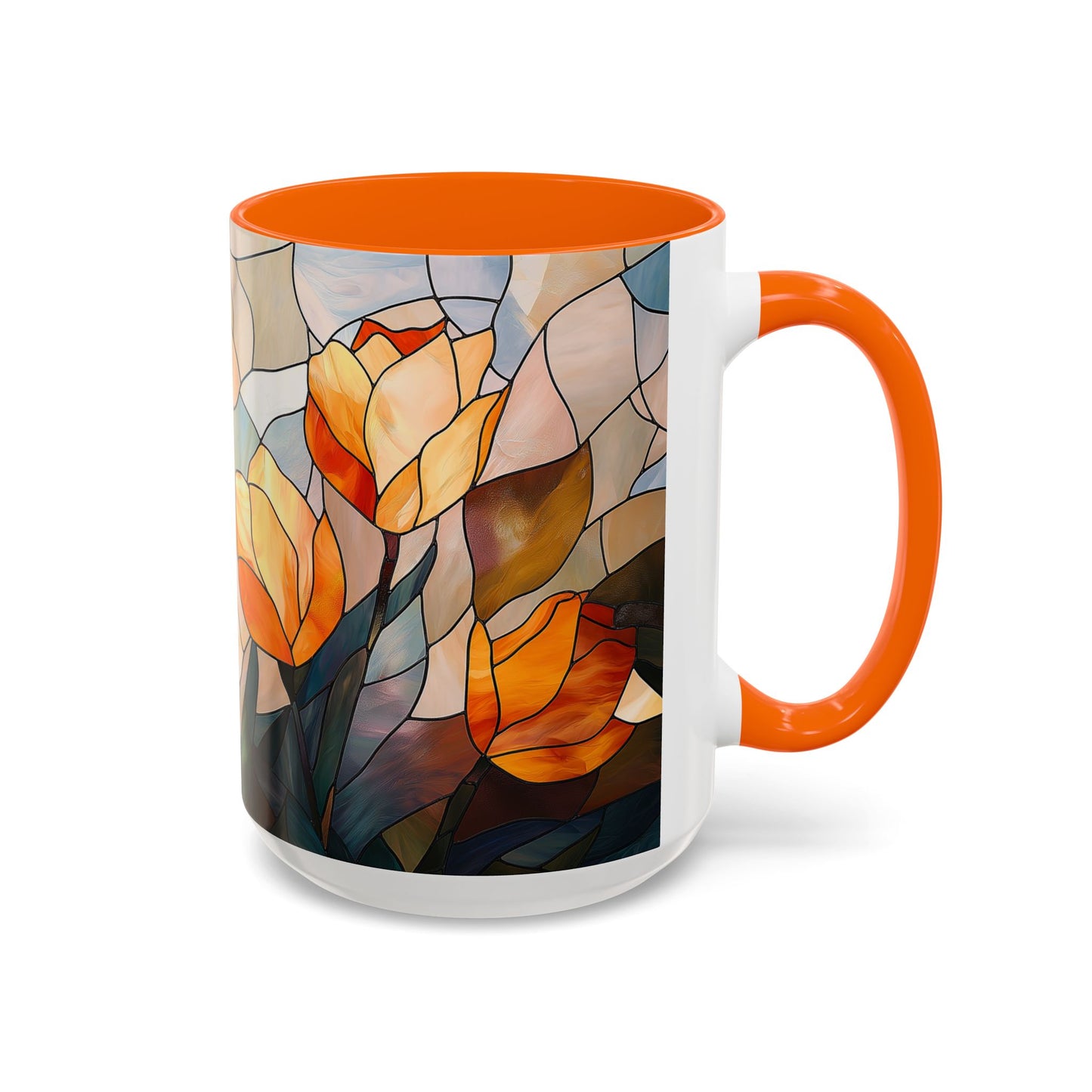 Stained Glass Floral Coffee Mug, Floral Art Drinkware, Gift for Flower Lovers, Home Decor, Mother's Day Present