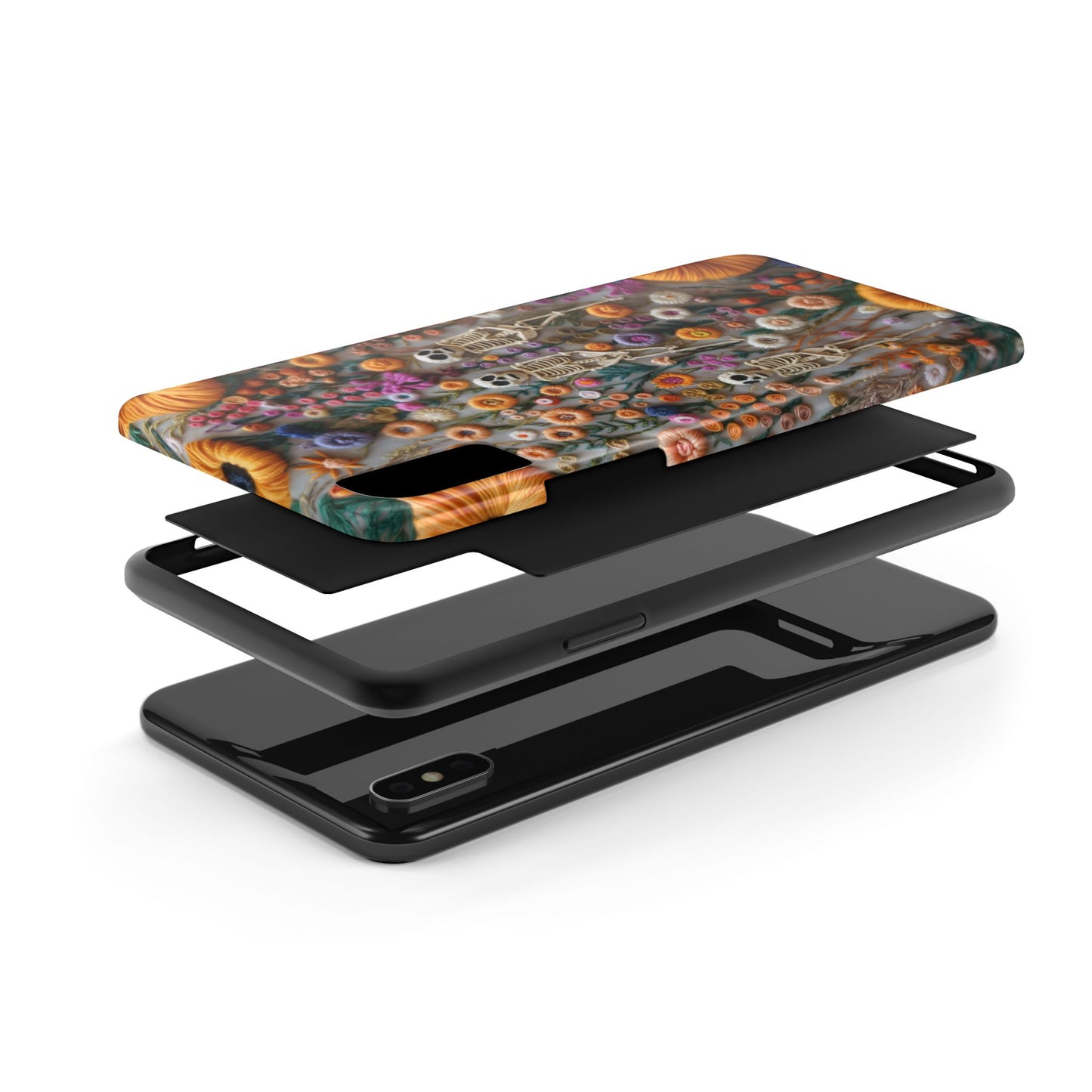 Vintage Skeletons in Floral Bloom Phone Case – Unique Artistic Design for iPhone, Samsung, Tough cases - NovaFlair