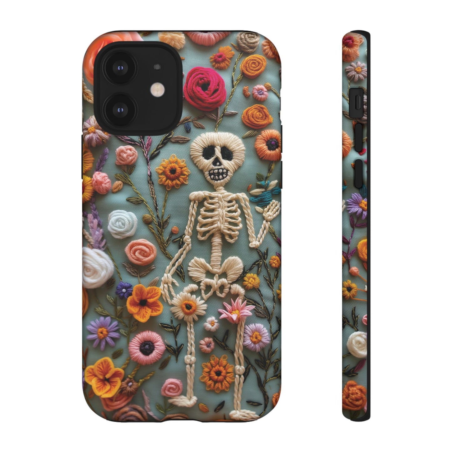 Gothic Floral Skeleton Phone Case – Unique Artistic Design for iPhone, Samsung, Google Pixel