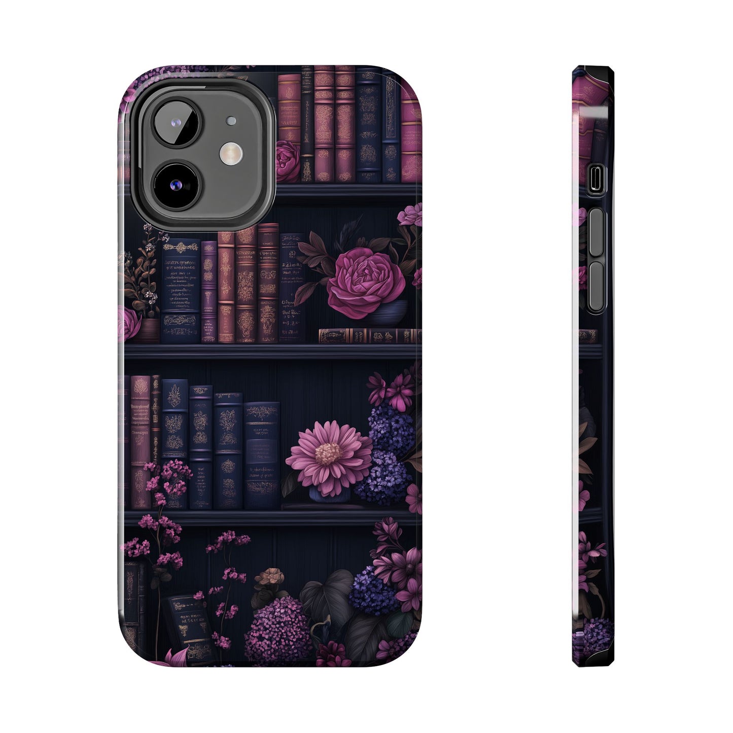 Goth dark academia books floral purple Phone