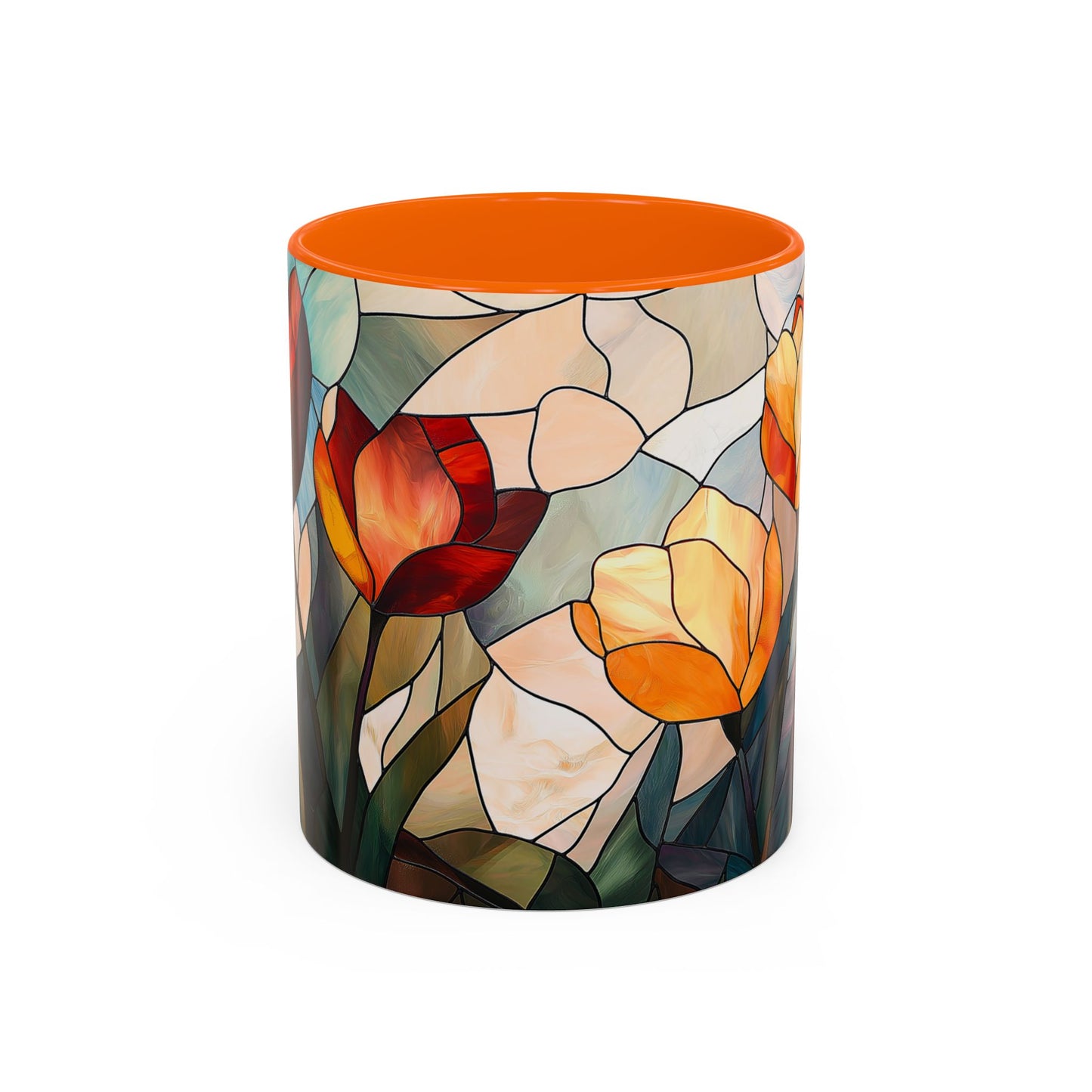 Stained Glass Floral Coffee Mug, Floral Art Drinkware, Gift for Flower Lovers, Home Decor, Mother's Day Present