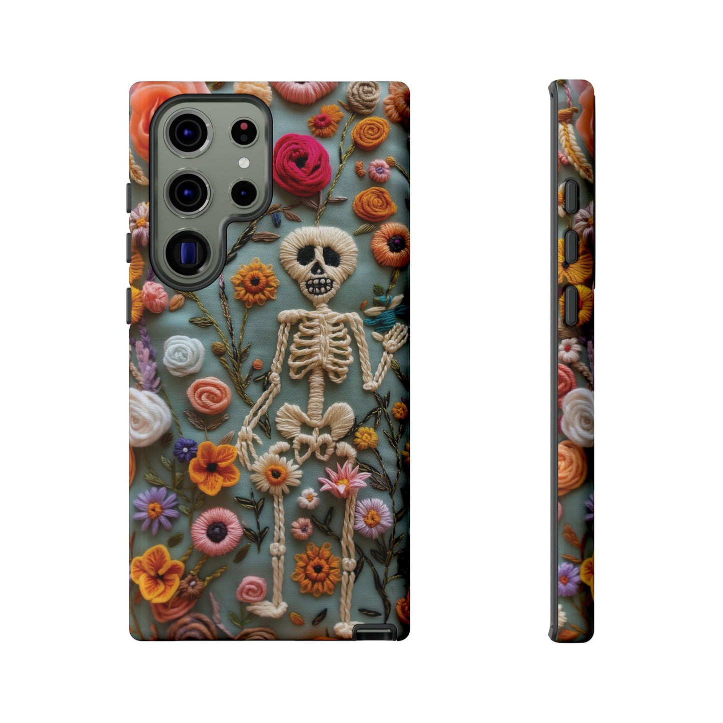 Gothic Floral Skeleton Phone Case – Unique Artistic Design for iPhone, Samsung, Google Pixel