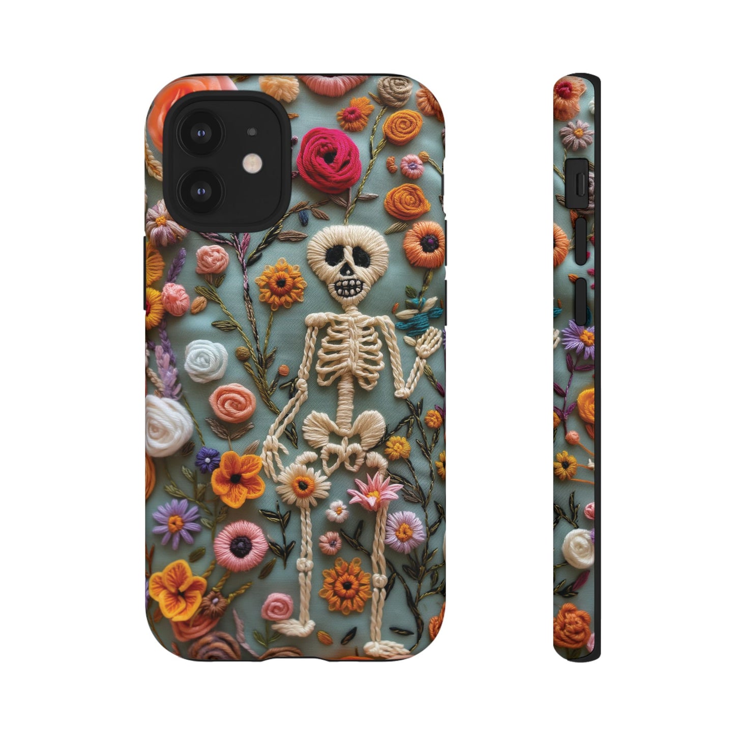 Gothic Floral Skeleton Phone Case – Unique Artistic Design for iPhone, Samsung, Google Pixel