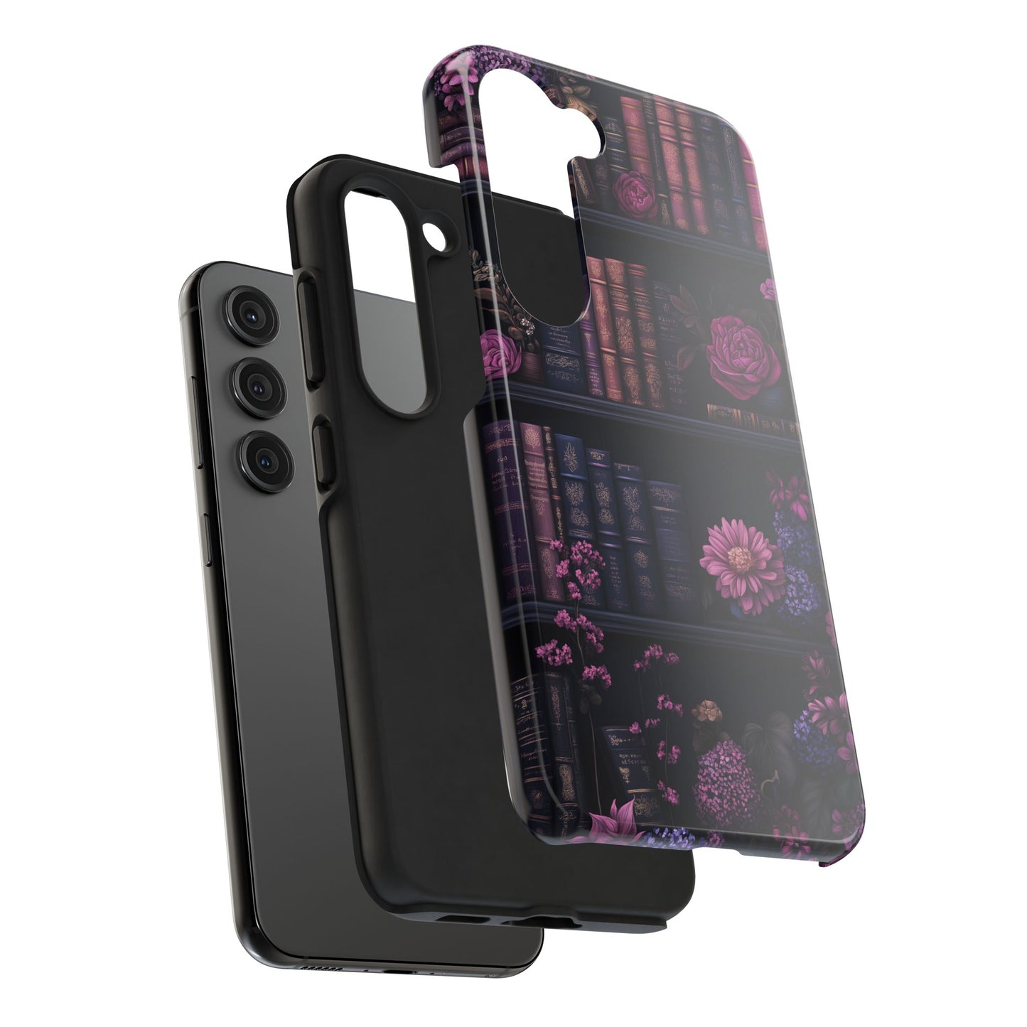 Goth dark academia books floral purple Phone