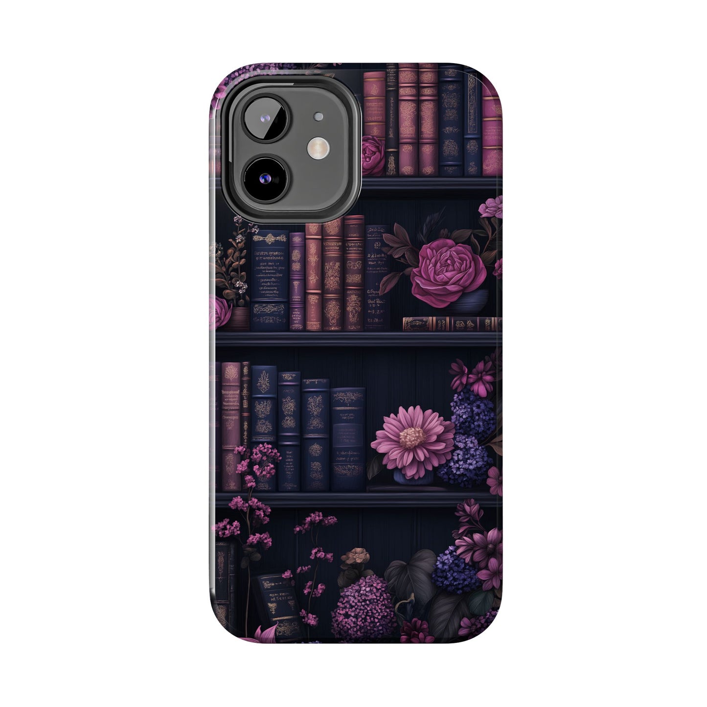 Goth dark academia books floral purple Phone
