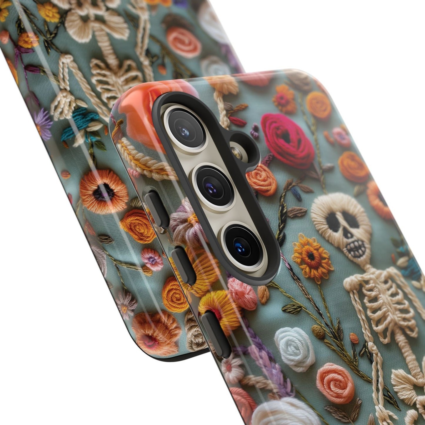 Gothic Floral Skeleton Phone Case – Unique Artistic Design for iPhone, Samsung, Google Pixel