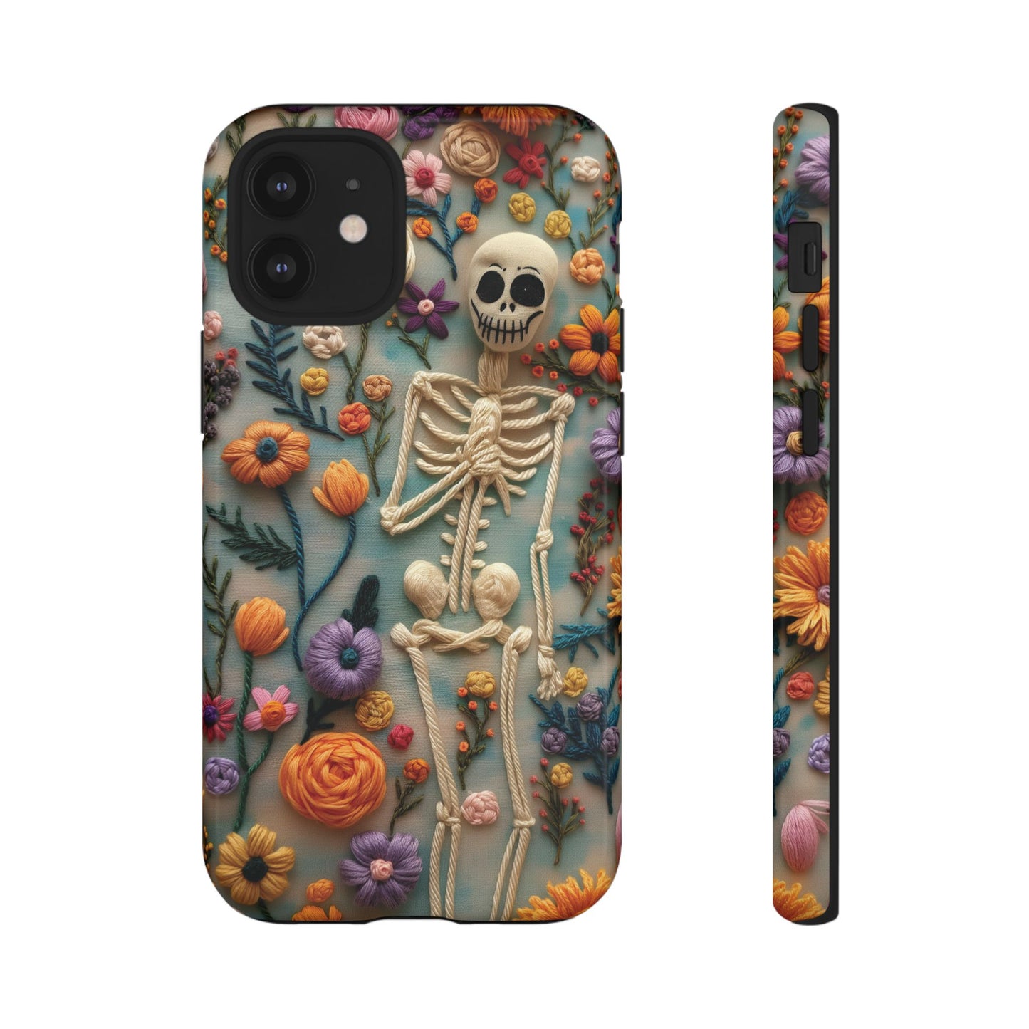 Spooky Floral Skeleton Phone Case – Unique Artistic Design for iPhone, Samsung, Google Pixel