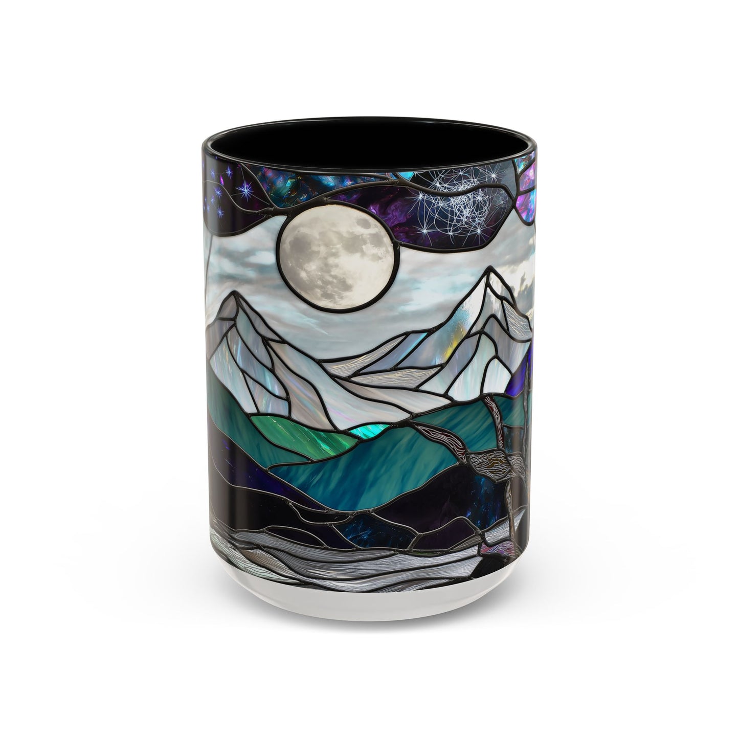 Stained Glass Mountains Mug Mountain Range Coffee Mug Outdoor Lover Gift Outdoor Designs Cup Adventure Mug Hiking Moutain Lover Gift 15oz