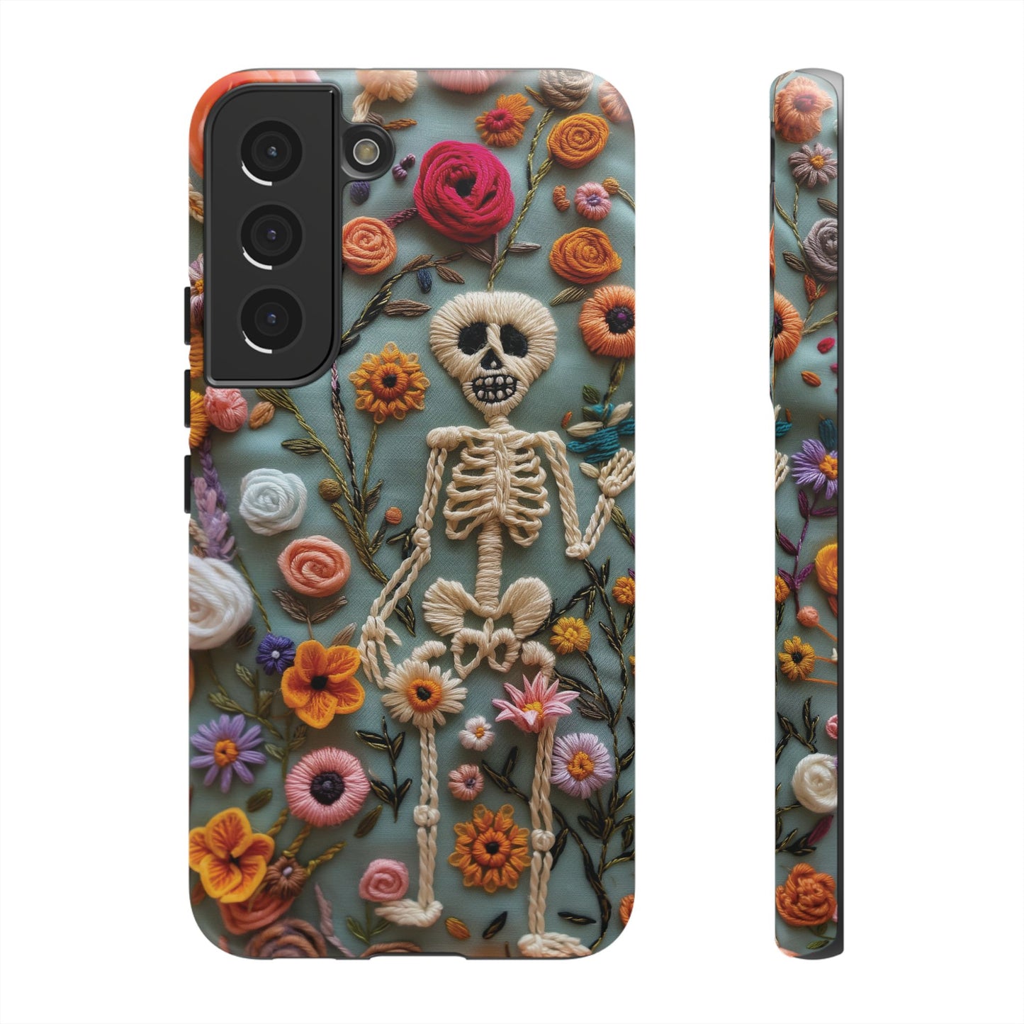 Gothic Floral Skeleton Phone Case – Unique Artistic Design for iPhone, Samsung, Google Pixel