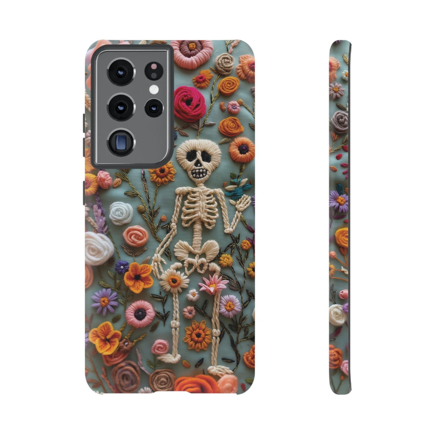 Gothic Floral Skeleton Phone Case – Unique Artistic Design for iPhone, Samsung, Google Pixel