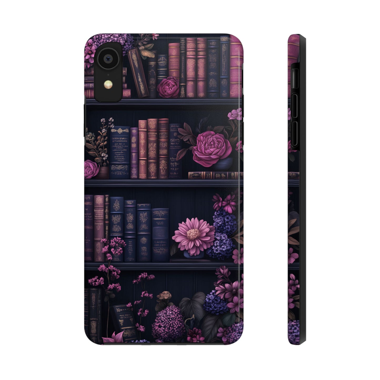 Goth dark academia books floral purple Phone