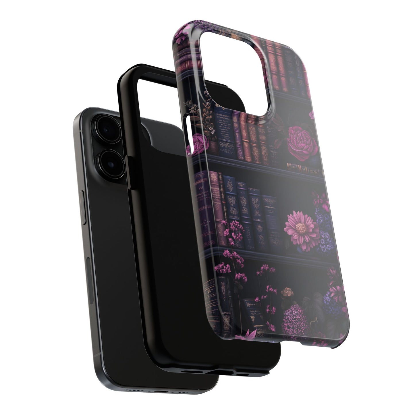 Goth dark academia books floral purple Phone