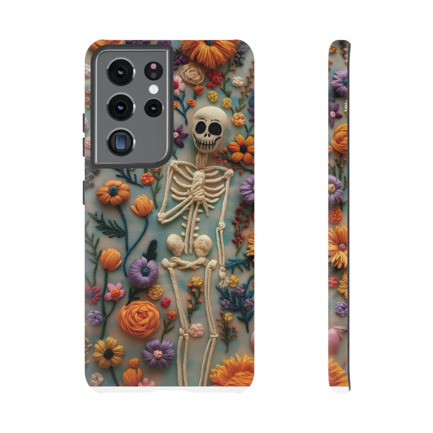 Spooky Floral Skeleton Phone Case – Unique Artistic Design for iPhone, Samsung, Google Pixel