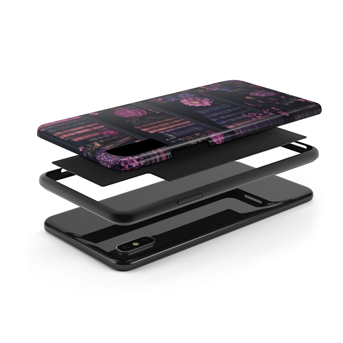 Goth dark academia books floral purple Phone