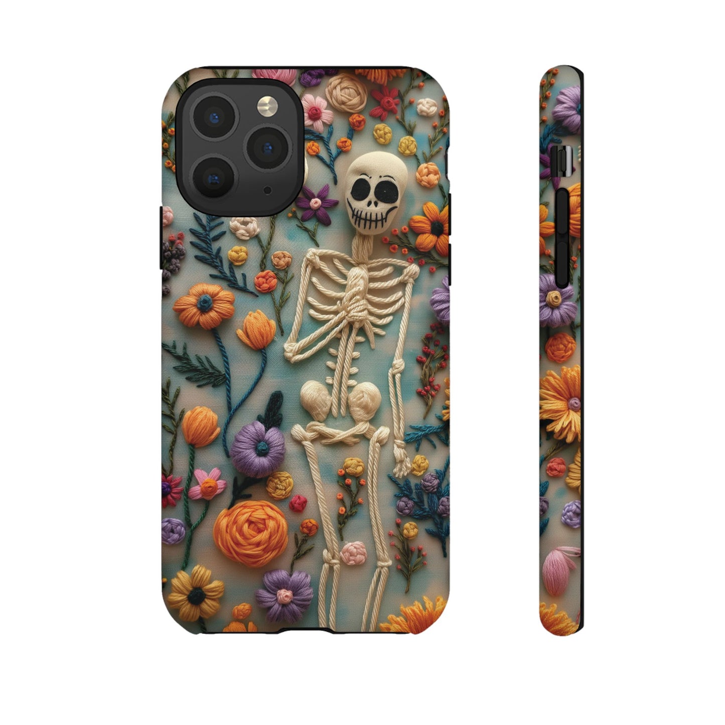 Spooky Floral Skeleton Phone Case – Unique Artistic Design for iPhone, Samsung, Google Pixel