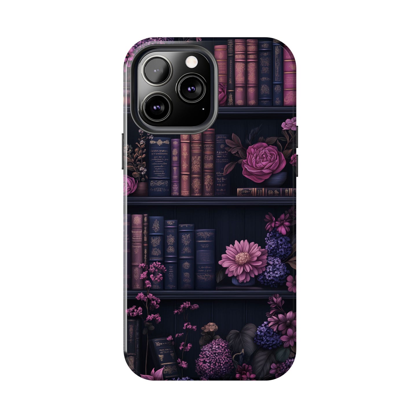 Goth dark academia books floral purple Phone