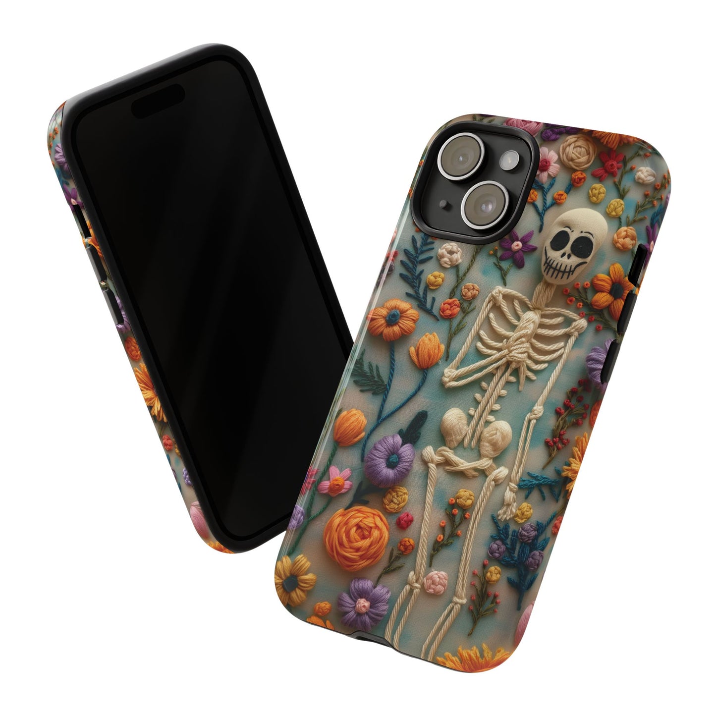 Spooky Floral Skeleton Phone Case – Unique Artistic Design for iPhone, Samsung, Google Pixel