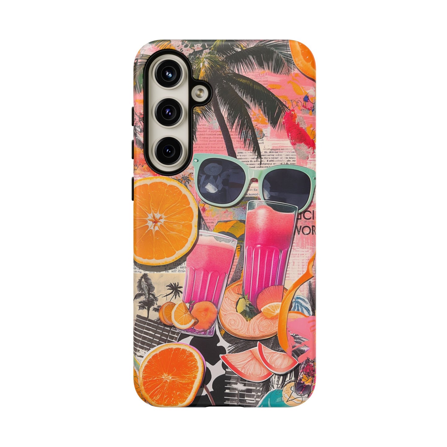 Retro Tropical Vibes Phone Case – Fun Summer Collage Design for iPhone, Samsung, Google Pixel Tough Case