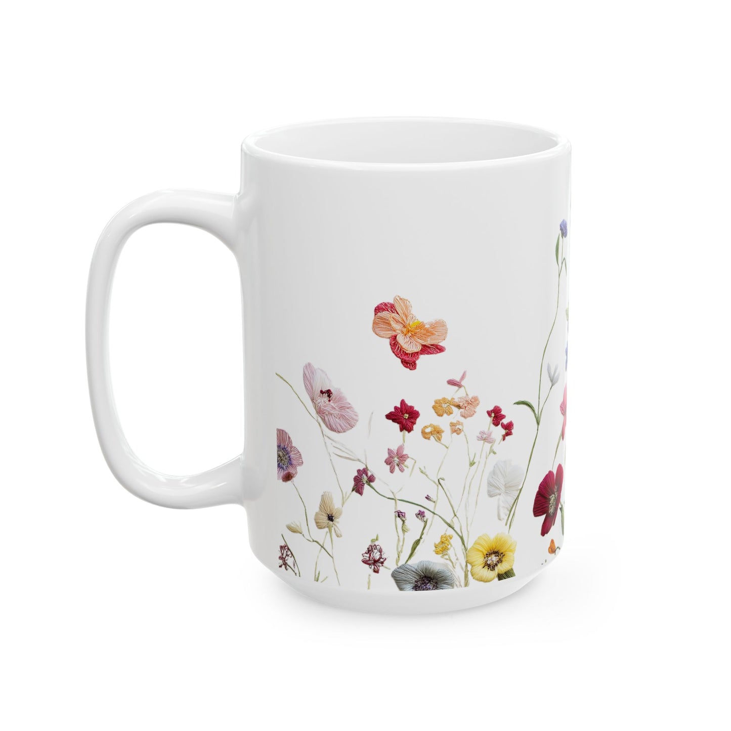 Floral Ceramic Coffee Mug - Elegant Flower Design for Nature Lovers, Gift for Her, Tea Lover's Mug, Home Decor, Mother's Day