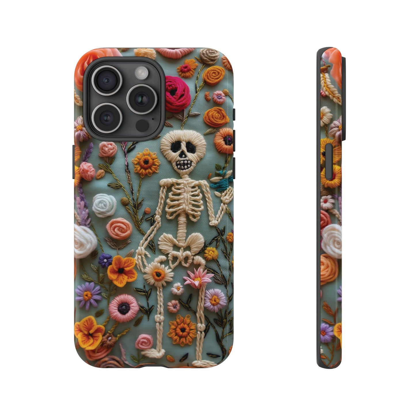 Gothic Floral Skeleton Phone Case – Unique Artistic Design for iPhone, Samsung, Google Pixel