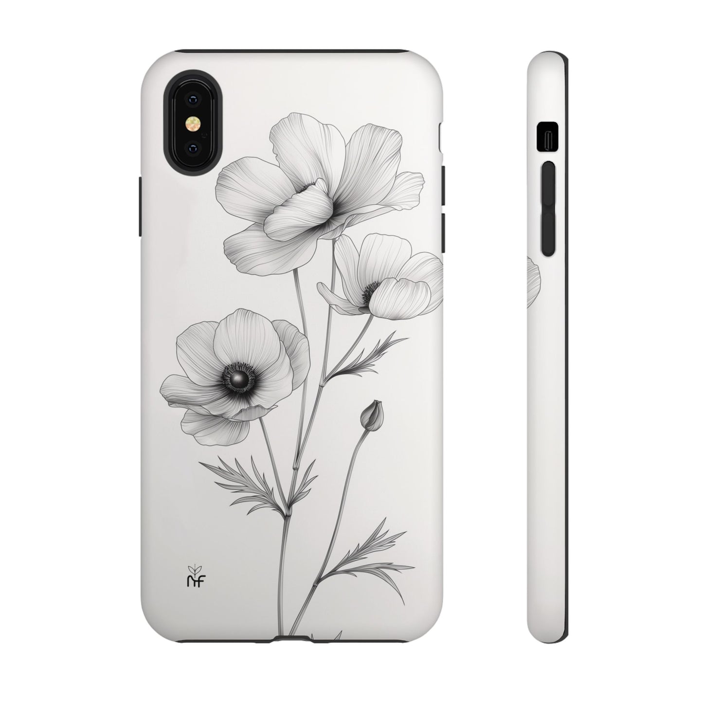 Elegant Monochrome Floral Phone Case – Minimalist Modern Design for iPhone, Samsung, Google Pixel Tough Case - NovaFlair