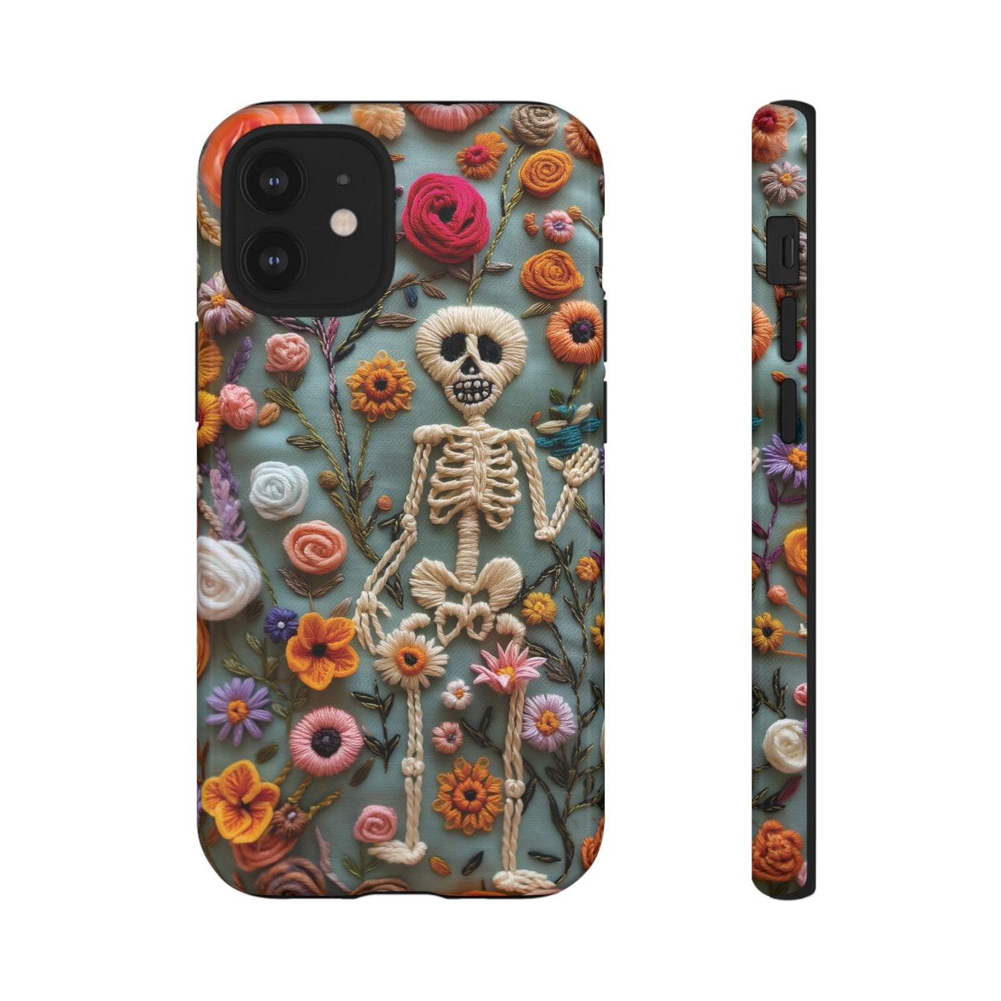 Gothic Floral Skeleton Phone Case – Unique Artistic Design for iPhone, Samsung, Google Pixel - NovaFlair