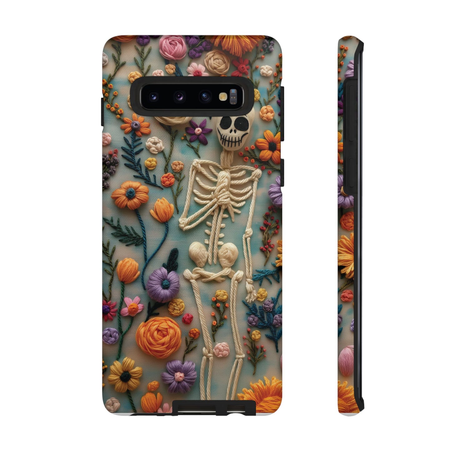 Spooky Floral Skeleton Phone Case – Unique Artistic Design for iPhone, Samsung, Google Pixel