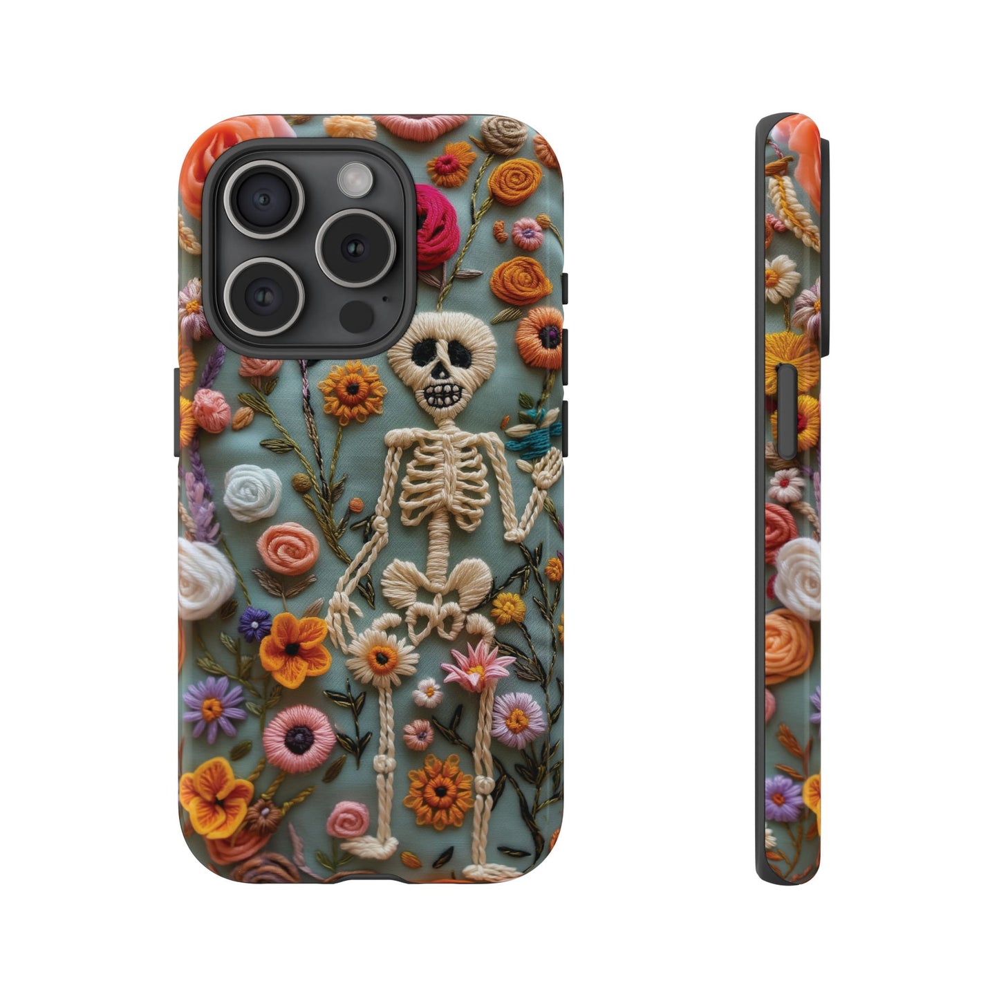 Gothic Floral Skeleton Phone Case – Unique Artistic Design for iPhone, Samsung, Google Pixel - NovaFlair