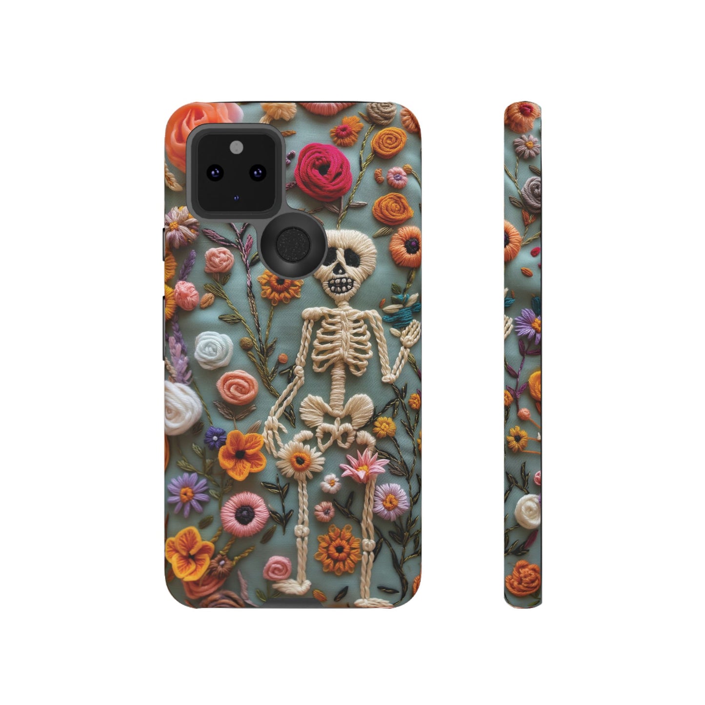 Gothic Floral Skeleton Phone Case – Unique Artistic Design for iPhone, Samsung, Google Pixel