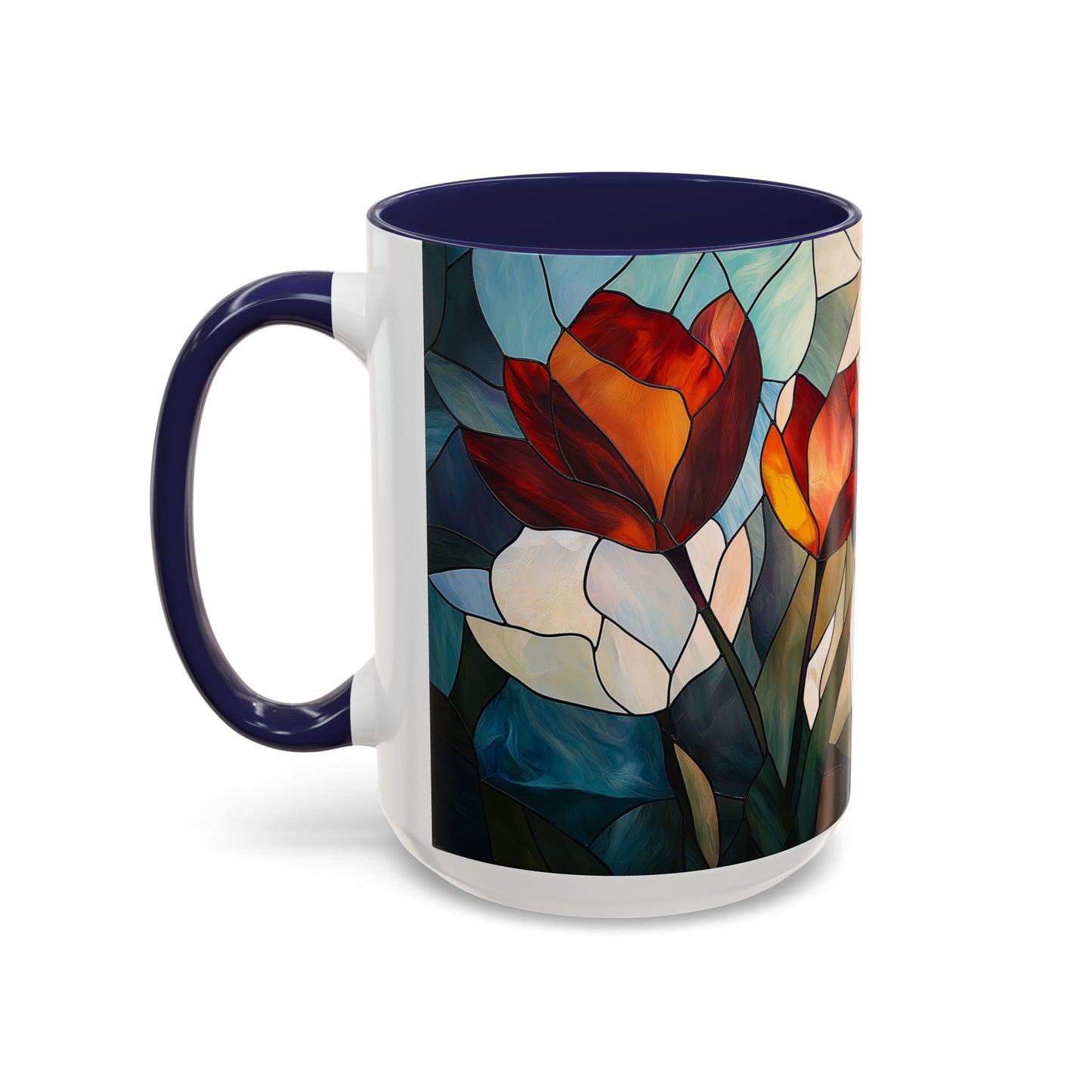 Stained Glass Floral Coffee Mug, Floral Art Drinkware, Gift for Flower Lovers, Home Decor, Mother's Day Present