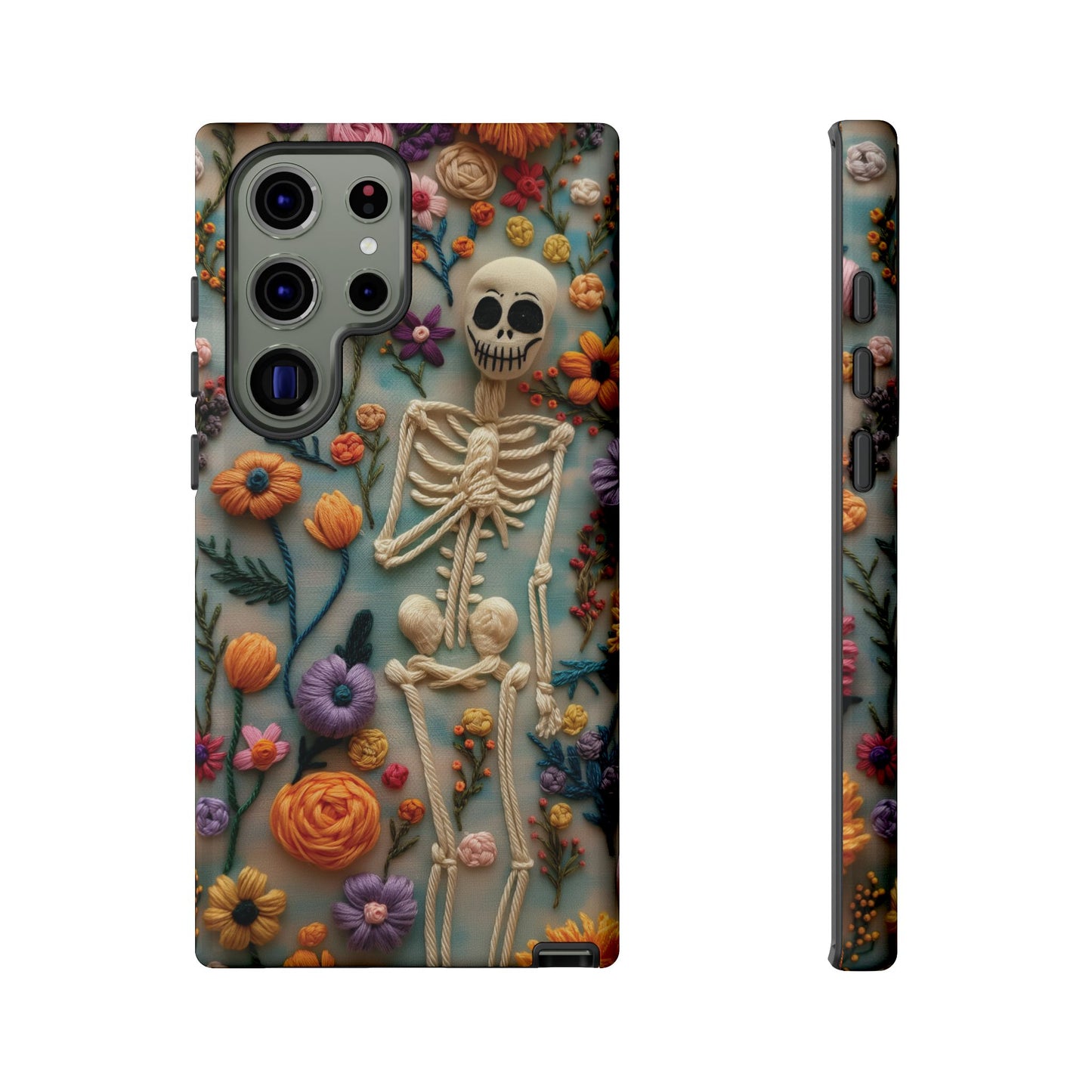 Spooky Floral Skeleton Phone Case – Unique Artistic Design for iPhone, Samsung, Google Pixel