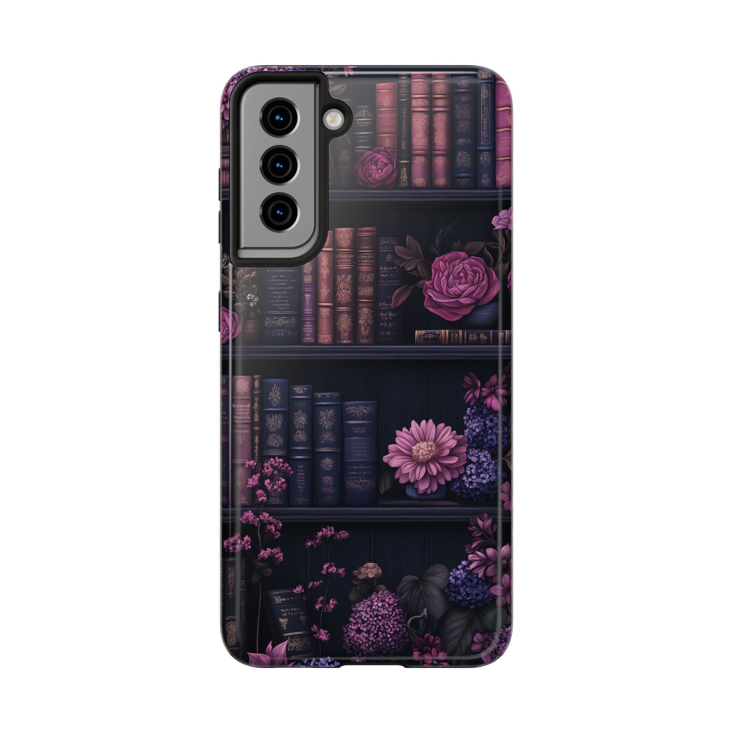 Goth dark academia books floral purple Phone