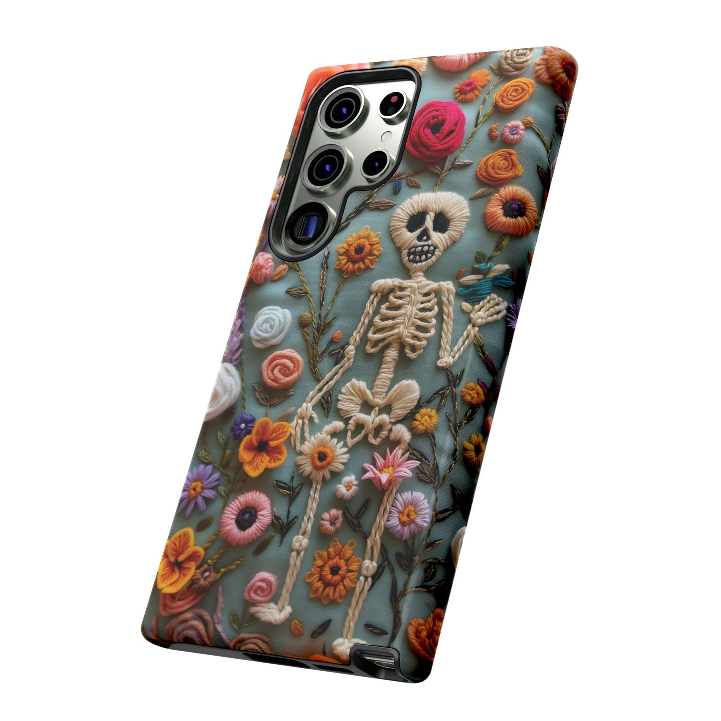 Gothic Floral Skeleton Phone Case – Unique Artistic Design for iPhone, Samsung, Google Pixel