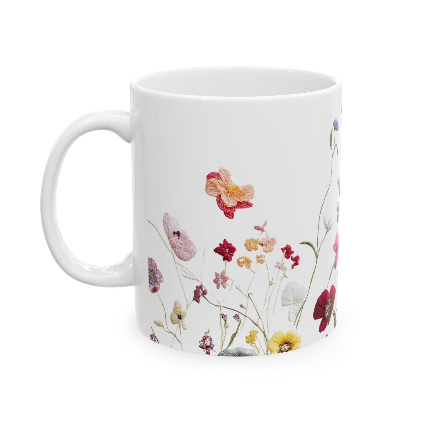 Floral Ceramic Coffee Mug - Elegant Flower Design for Nature Lovers, Gift for Her, Tea Lover's Mug, Home Decor, Mother's Day