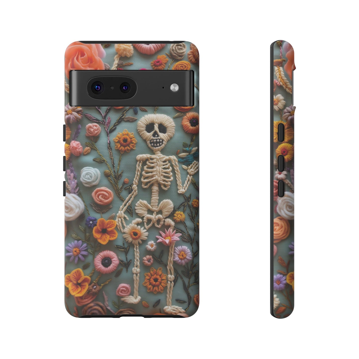 Gothic Floral Skeleton Phone Case – Unique Artistic Design for iPhone, Samsung, Google Pixel