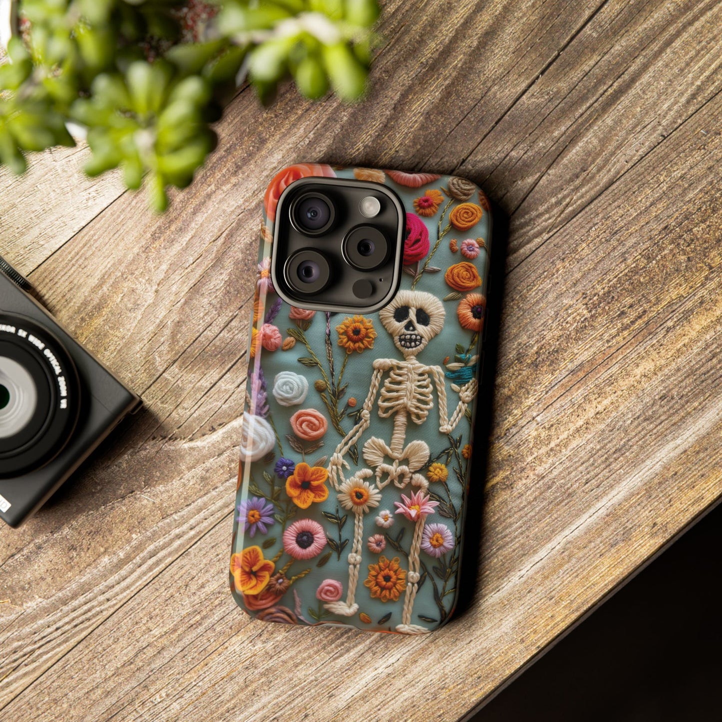 Gothic Floral Skeleton Phone Case – Unique Artistic Design for iPhone, Samsung, Google Pixel