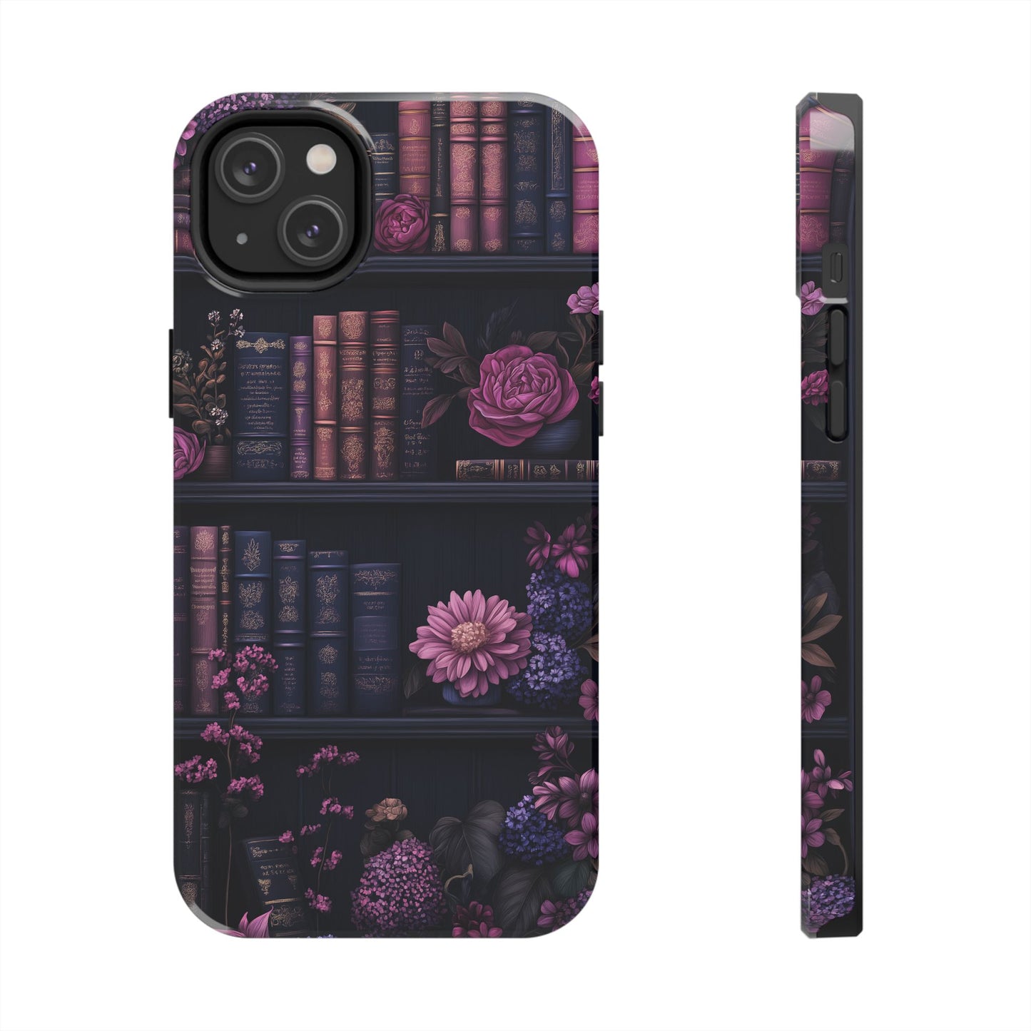Goth dark academia books floral purple Phone