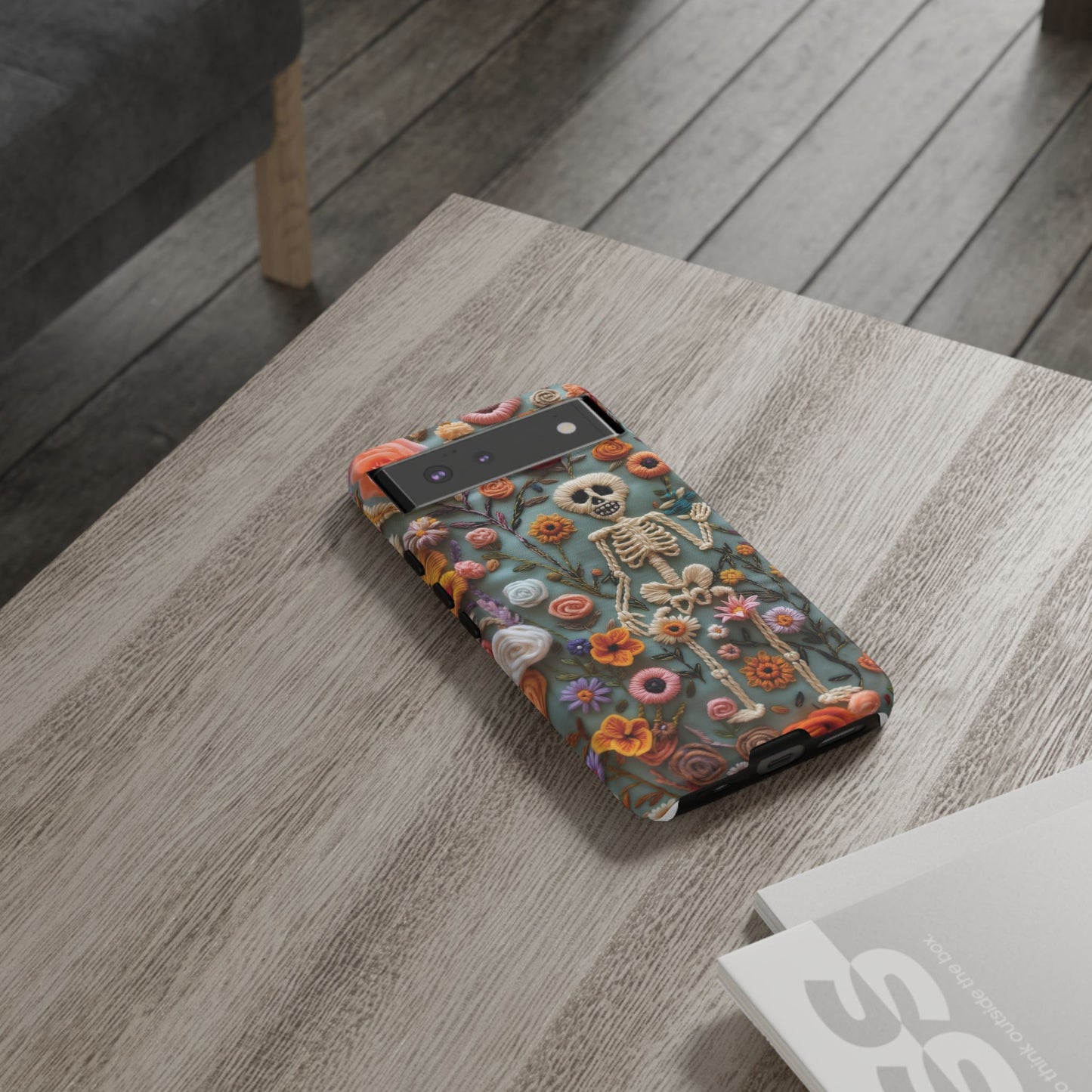Gothic Floral Skeleton Phone Case – Unique Artistic Design for iPhone, Samsung, Google Pixel