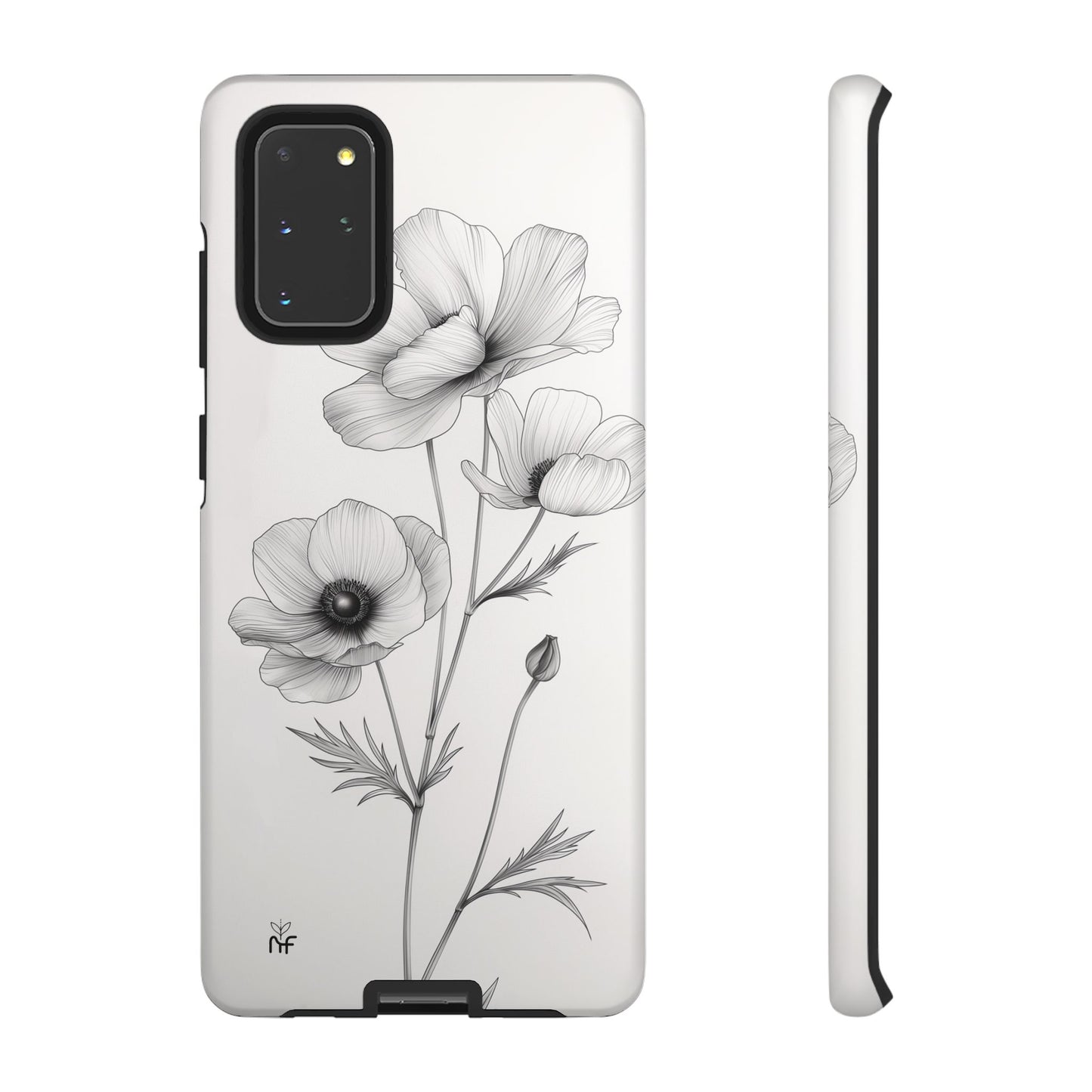 Elegant Monochrome Floral Phone Case – Minimalist Modern Design for iPhone, Samsung, Google Pixel Tough Case - NovaFlair