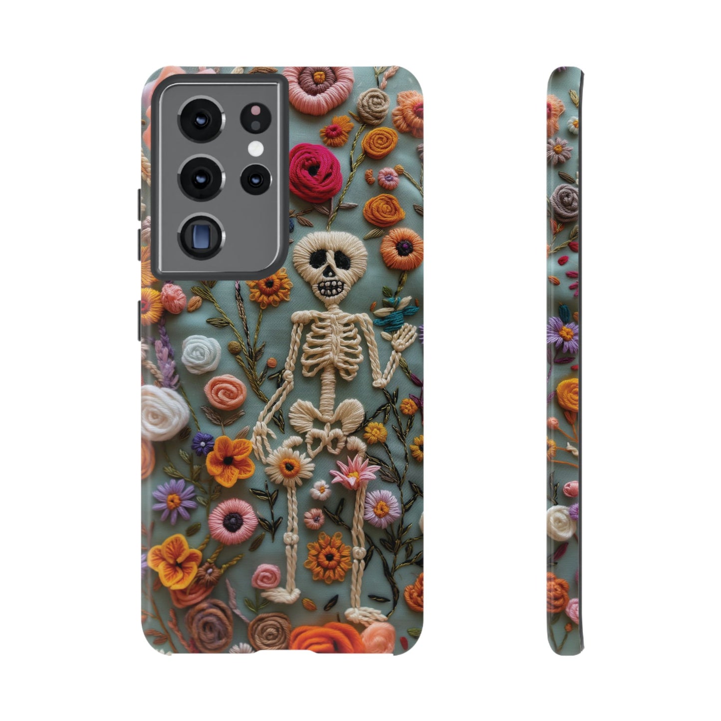 Gothic Floral Skeleton Phone Case – Unique Artistic Design for iPhone, Samsung, Google Pixel