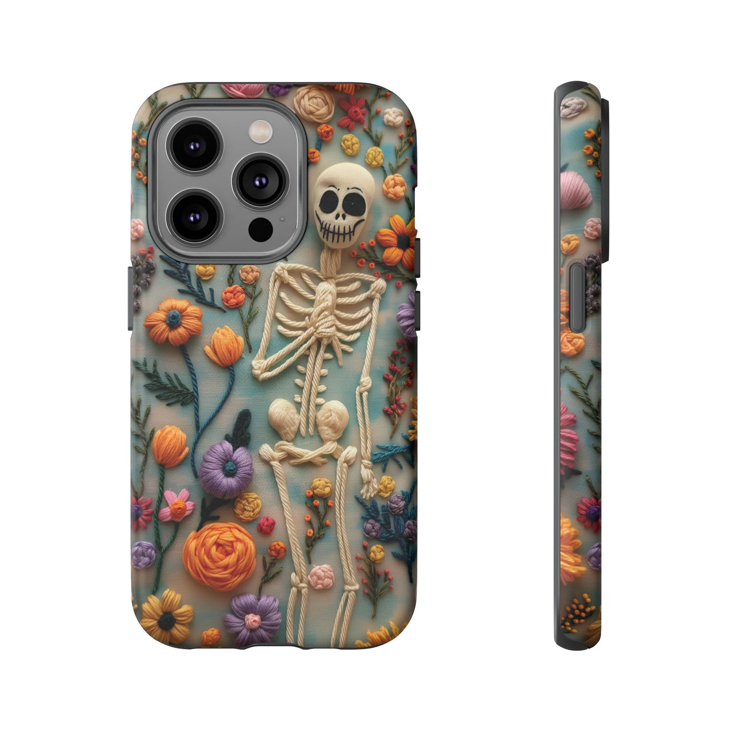 Spooky Floral Skeleton Phone Case – Unique Artistic Design for iPhone, Samsung, Google Pixel