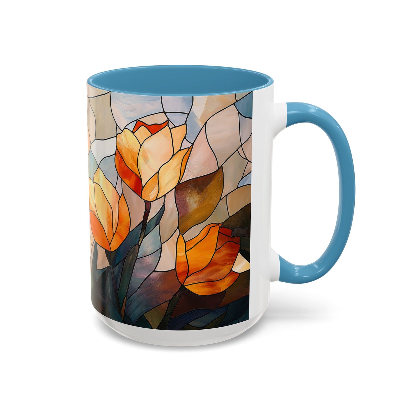 Stained Glass Floral Coffee Mug, Floral Art Drinkware, Gift for Flower Lovers, Home Decor, Mother's Day Present