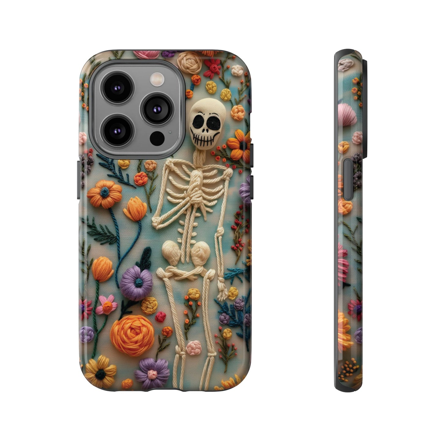 Spooky Floral Skeleton Phone Case – Unique Artistic Design for iPhone, Samsung, Google Pixel