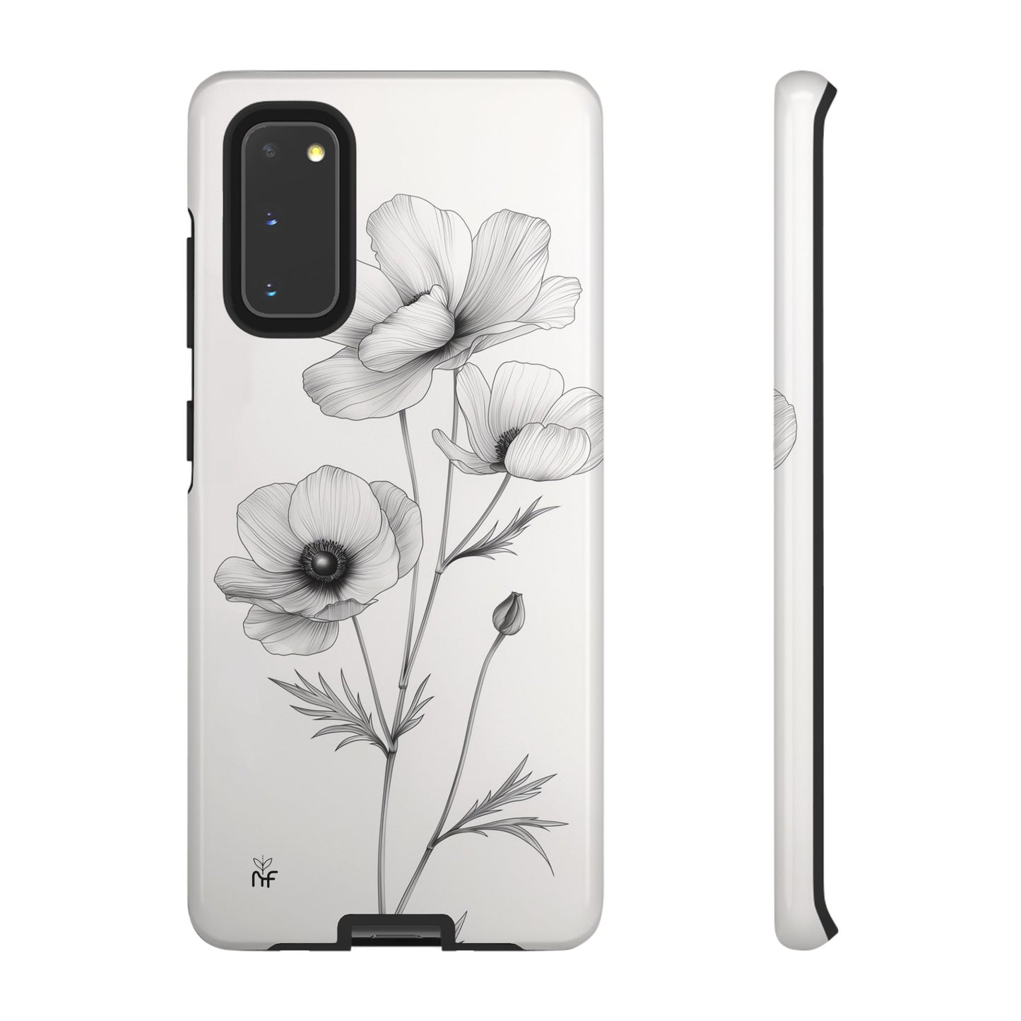 Elegant Monochrome Floral Phone Case – Minimalist Modern Design for iPhone, Samsung, Google Pixel Tough Case - NovaFlair