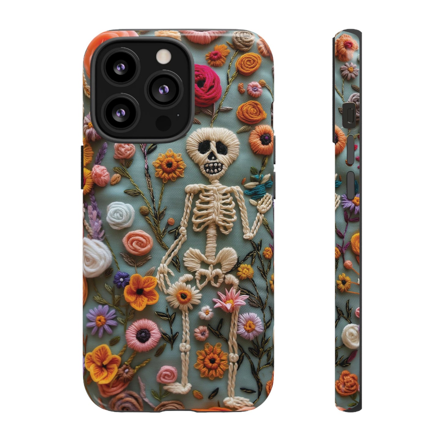 Gothic Floral Skeleton Phone Case – Unique Artistic Design for iPhone, Samsung, Google Pixel