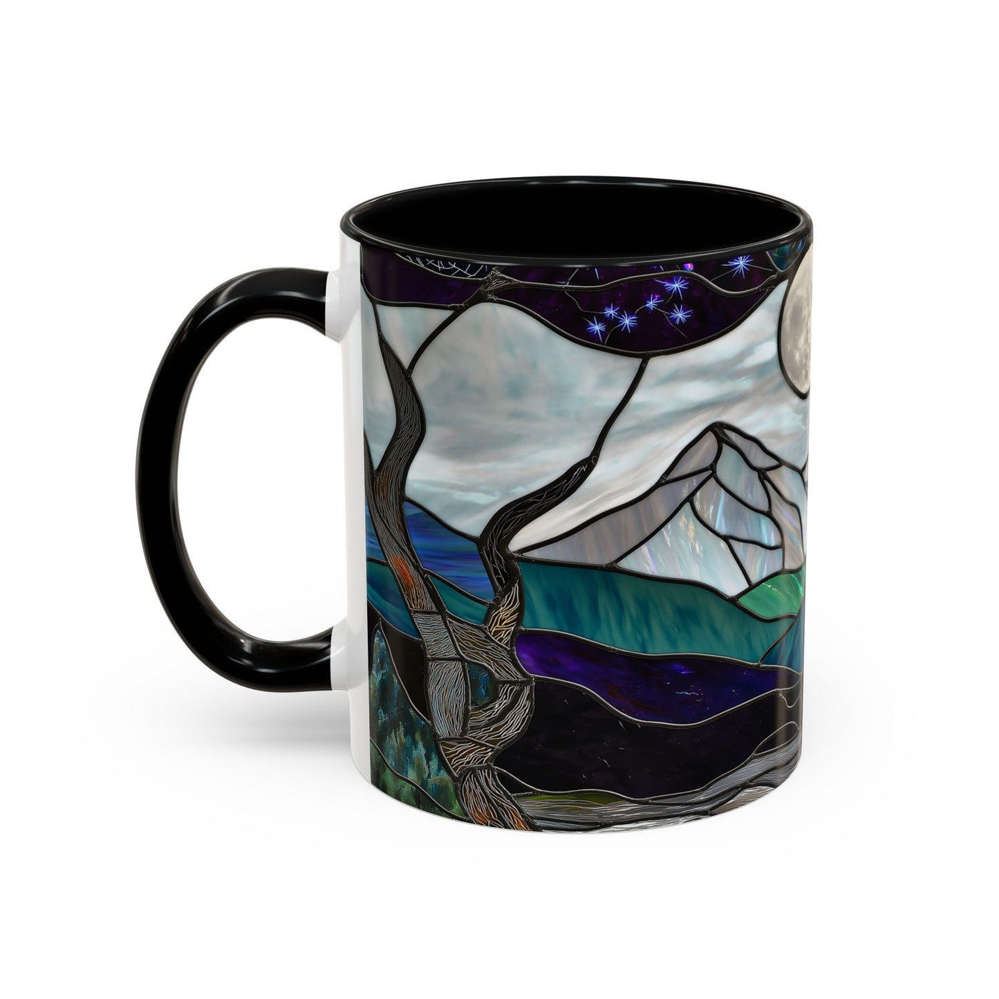Stained Glass Mountains Mug Mountain Range Coffee Mug Outdoor Lover Gift Outdoor Designs Cup Adventure Mug Hiking Moutain Lover Gift 15oz