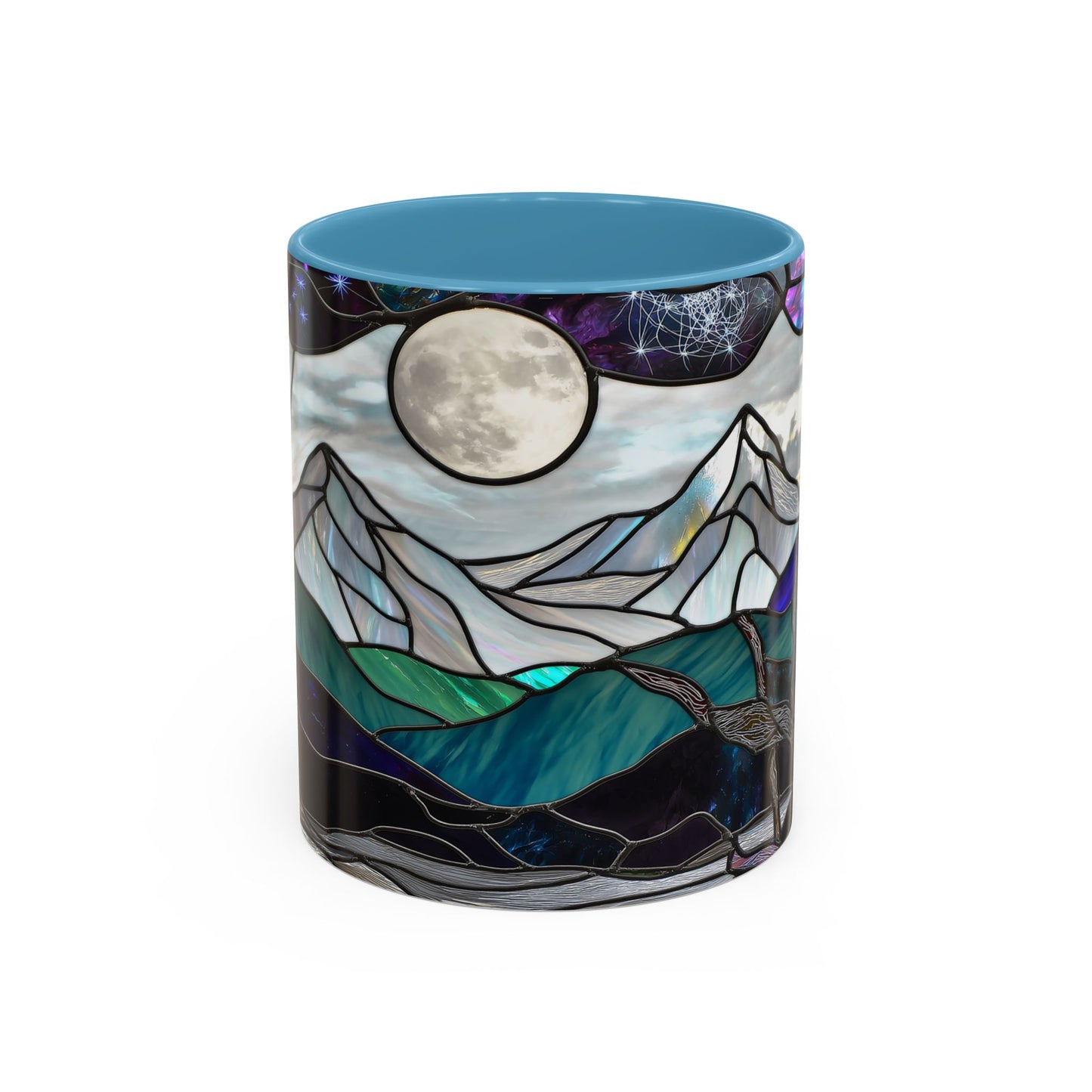 Stained Glass Mountains Mug Mountain Range Coffee Mug Outdoor Lover Gift Outdoor Designs Cup Adventure Mug Hiking Moutain Lover Gift 15oz