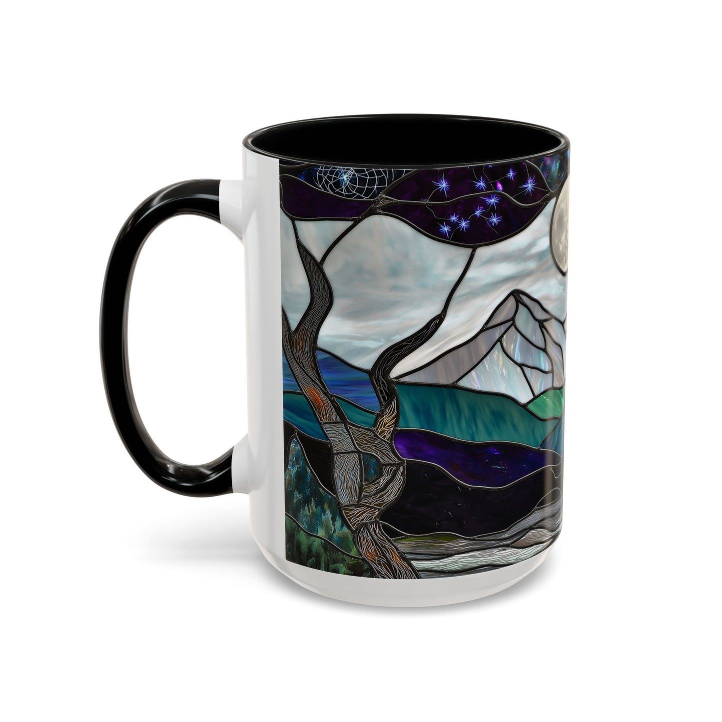 Stained Glass Mountains Mug Mountain Range Coffee Mug Outdoor Lover Gift Outdoor Designs Cup Adventure Mug Hiking Moutain Lover Gift 15oz