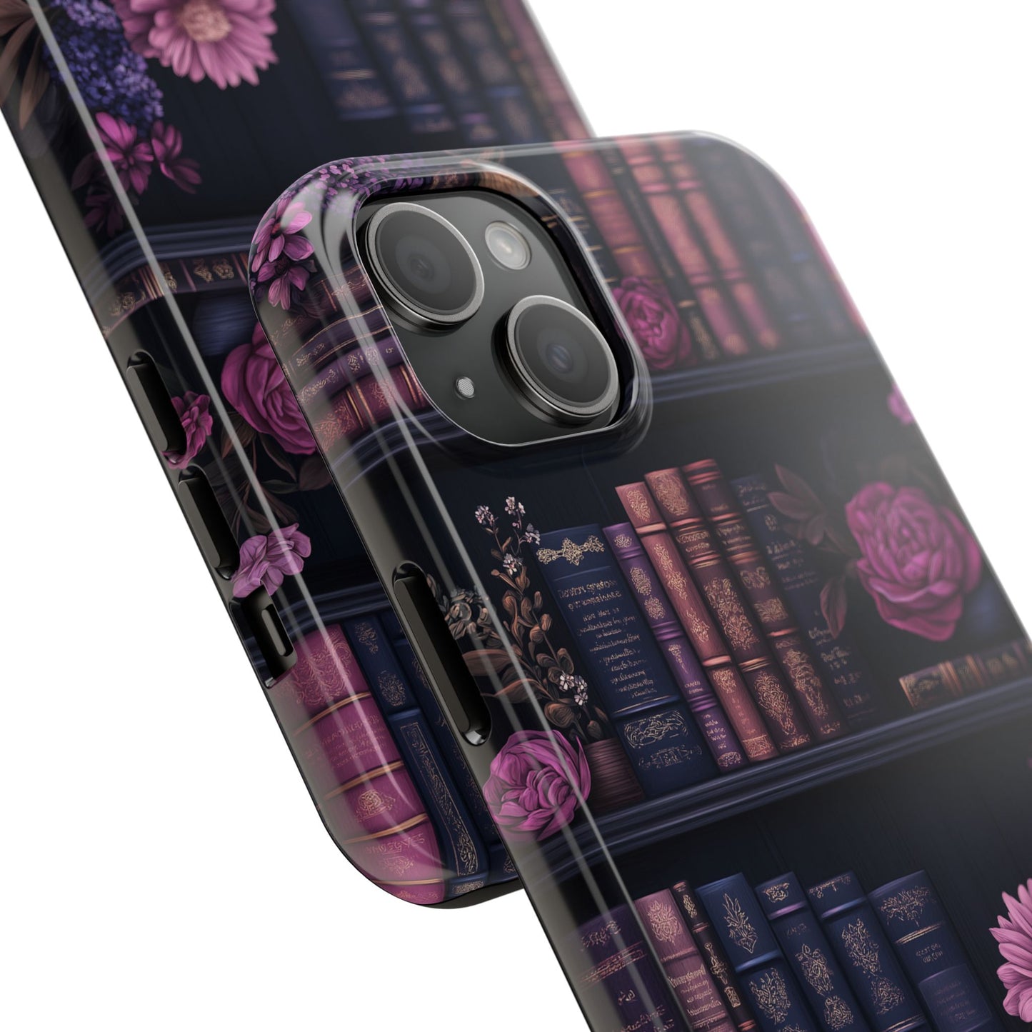 Goth dark academia books floral purple Phone